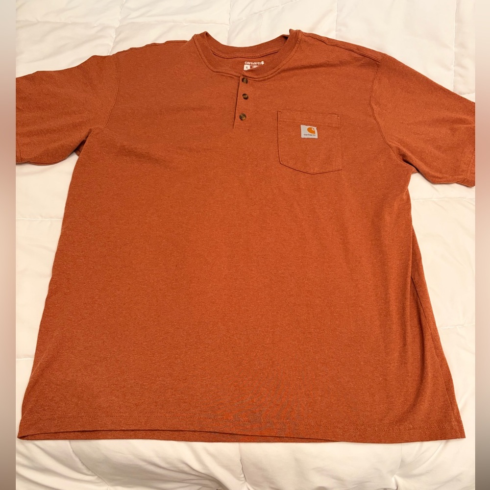 Carhartt Heavyweight Men’s Henley T-Shirt – Size XL | Rust / Burnt Orange 🍊